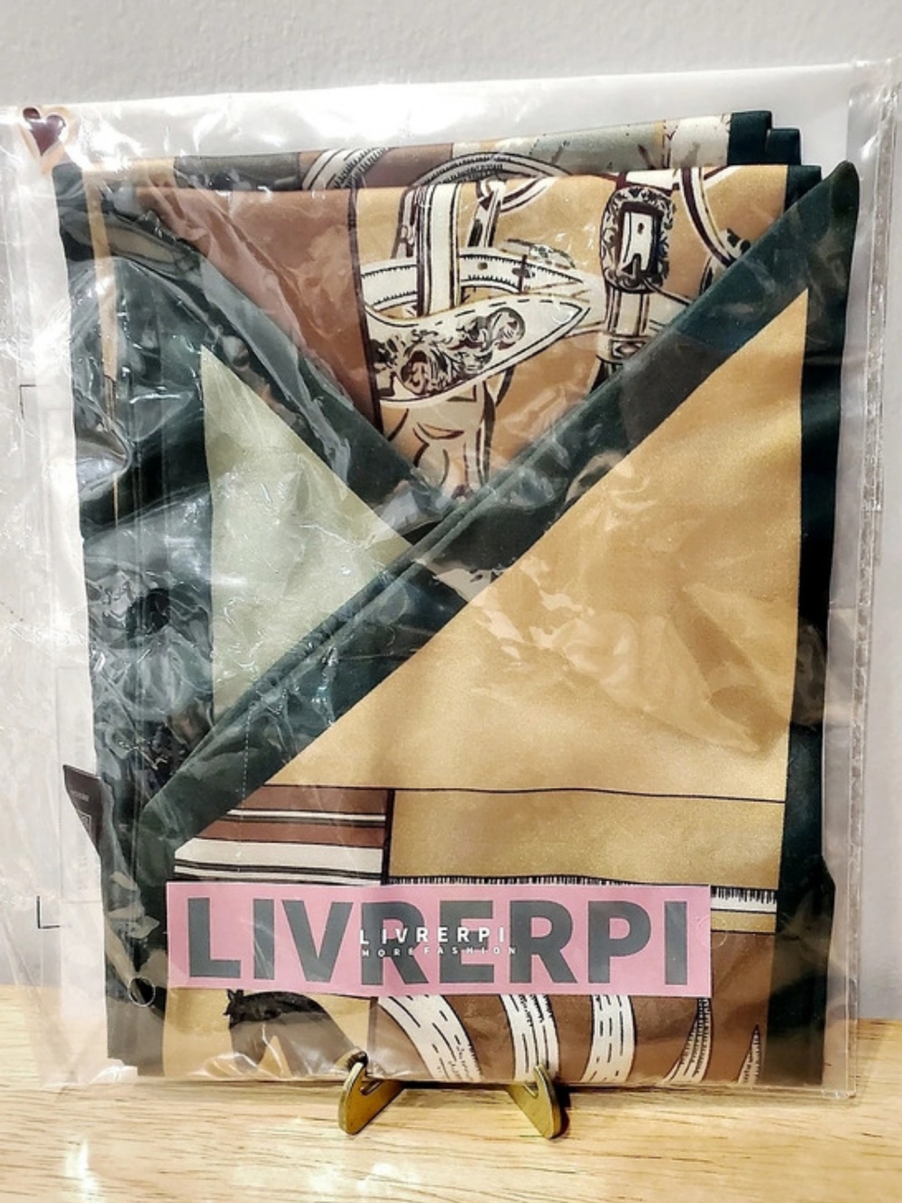 Liverpri Long Satin Silk Scarf Equestrian Print NWT